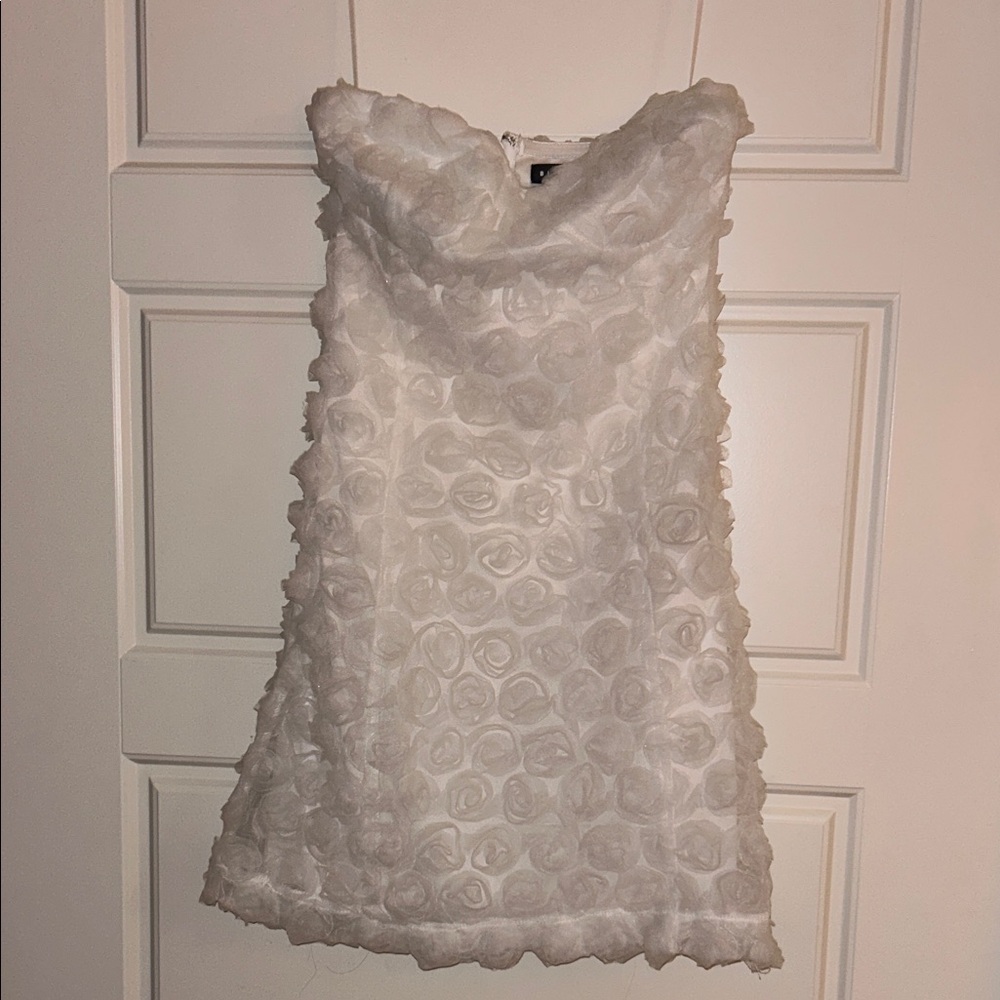 Blue Blush White Textured Mini Dress